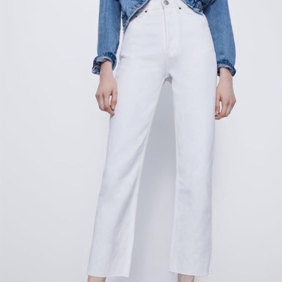 ZARA High Rise Straight Crop Jeans - Picture 2 of 12